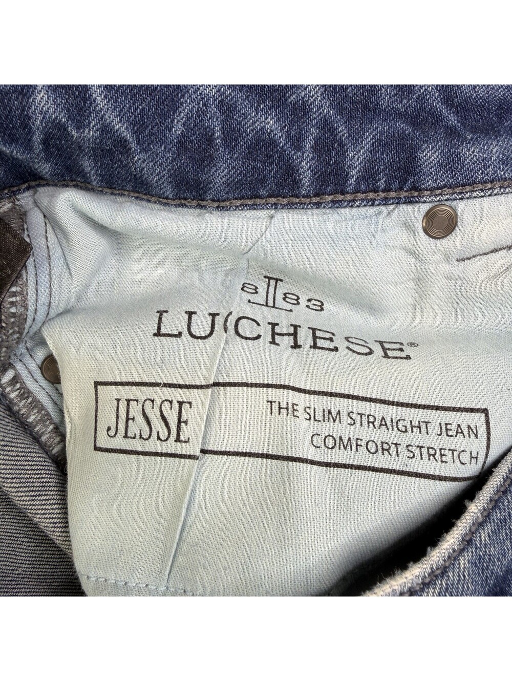 Lucchese Men's Jesse Slim Straight Washed Blue Jeans 32W X 32L Italy Fabric $325 - Picture 3 of 13